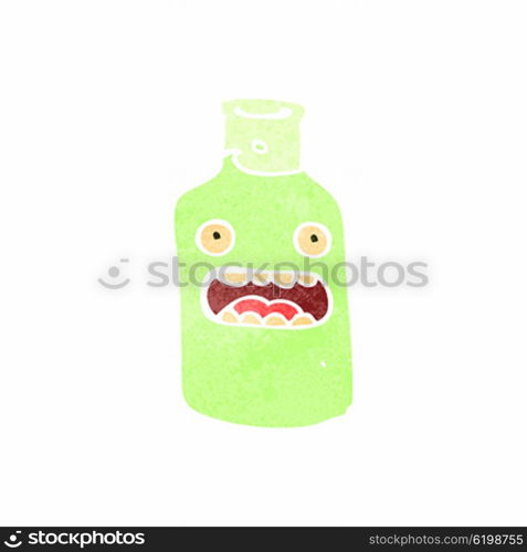 retro cartoon wine bottle with face