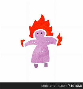 retro cartoon woman on fire symbol