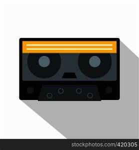 Retro cassette tape icon. Flat illustration of retro cassette tape vector icon for web isolated on white background. Retro cassette tape icon, flat style