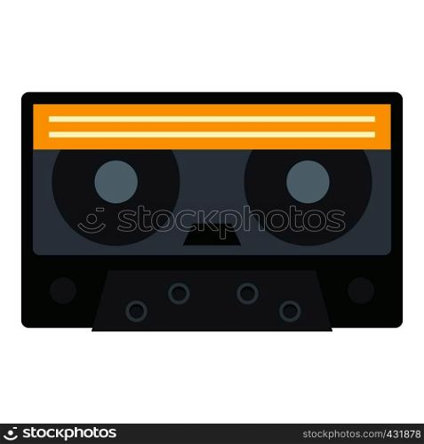 Retro cassette tape icon flat isolated on white background vector illustration. Retro cassette tape icon isolated