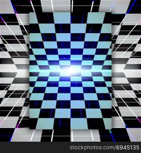 Retro checkerboard background. Retro checkerboard background. Perspective vintage sci-fi backdrop. Vector illustration.