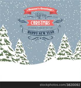Retro Christmas illustration - holidays type design, vector format