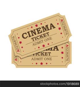 Retro cinema tickets icon on white background, Vector illustration in flat style. Retro cinema tickets