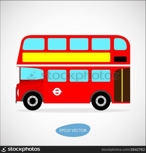 Retro city bus on a white background. Red retro city double decker bus on a white background - isolated vector illustration