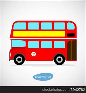 Retro city bus on a white background. Red retro city double decker bus on a white background - isolated vector illustration