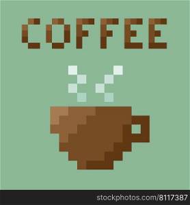 Retro Coffee Cup . 8 bit Pixel concept. Vector illustration