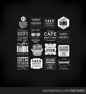 Retro Coffee Labels and typography background . Coffee decoration collection