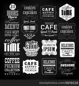 Retro Coffee Labels and typography background . Coffee decoration collection. Set Of Vintage Retro