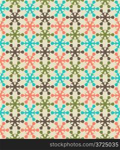 Retro color snowflake seamless vector pattern.