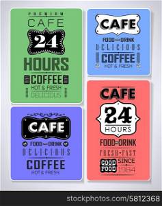 Retro colorful bakery label, coffee , cafe, menu design elements, calligraphic Old style