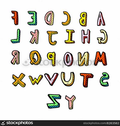 retro comic book style cartoon alphabet