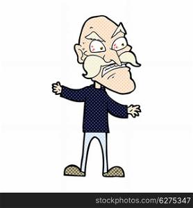 retro comic book style cartoon angry old man