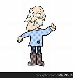 retro comic book style cartoon angry old man in patched clothing