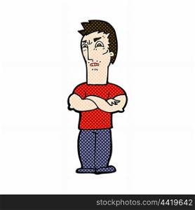 retro comic book style cartoon annoyed man with folded arms