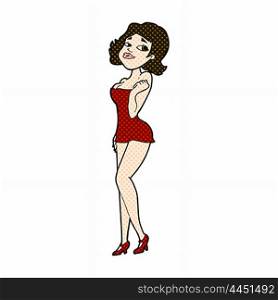 retro comic book style cartoon attractive woman in short dress