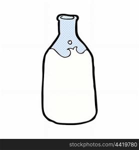 retro comic book style cartoon bottle of milk