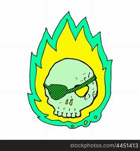 retro comic book style cartoon burning skull