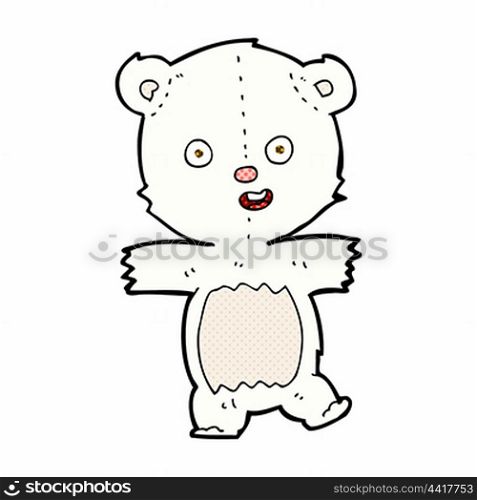 retro comic book style cartoon cute polar bear cub