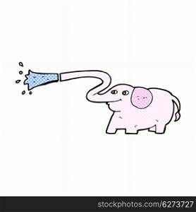 retro comic book style cartoon elephant squirting water