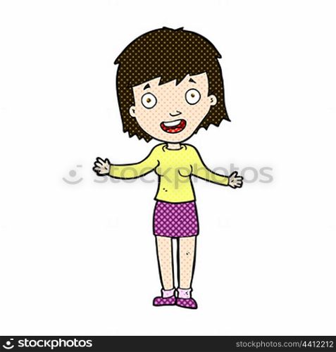 retro comic book style cartoon excited woman