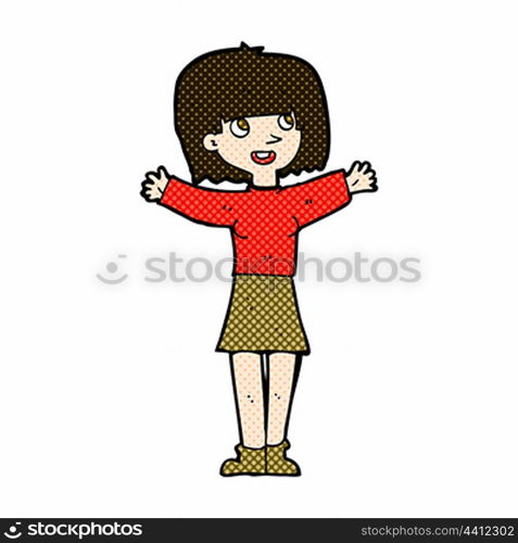 retro comic book style cartoon excited woman