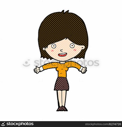 retro comic book style cartoon excited woman