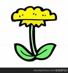 retro comic book style cartoon flower symbol