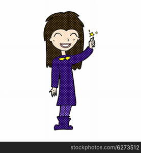 retro comic book style cartoon friendly witch girl