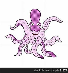 retro comic book style cartoon giant octopus