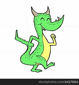 retro comic book style cartoon happy dragon