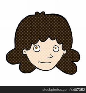 retro comic book style cartoon happy female face