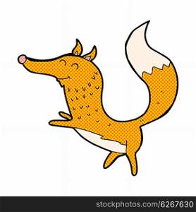 retro comic book style cartoon happy fox