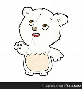 retro comic book style cartoon happy little teddy polar bear