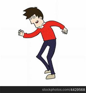 retro comic book style cartoon happy man dancing