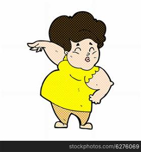 retro comic book style cartoon happy overweight lady