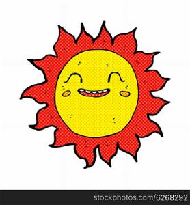 retro comic book style cartoon happy sun