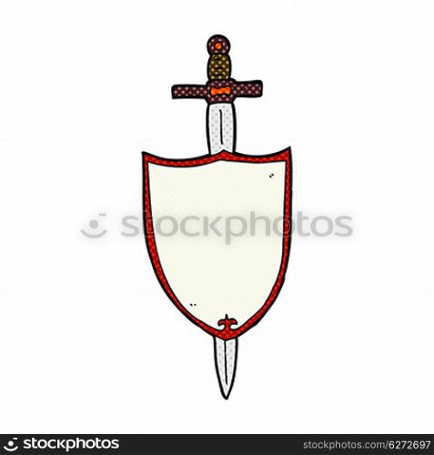 retro comic book style cartoon heraldic shield