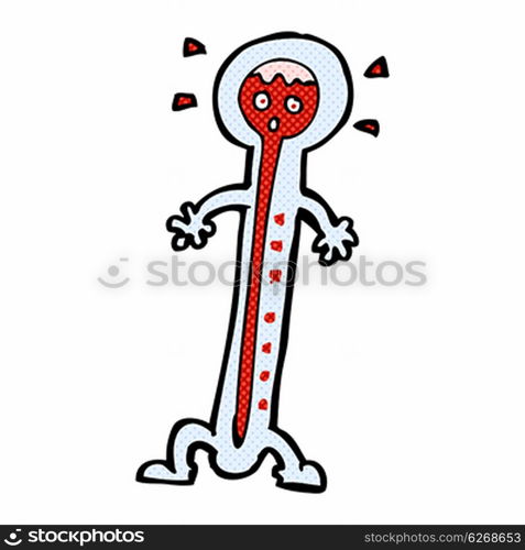 retro comic book style cartoon hot thermometer
