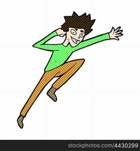 retro comic book style cartoon jumping man
