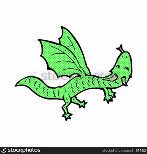 retro comic book style cartoon little dragon