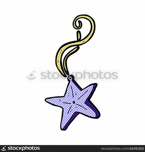 retro comic book style cartoon magic star necklace