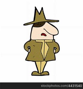 retro comic book style cartoon man in coat and hat