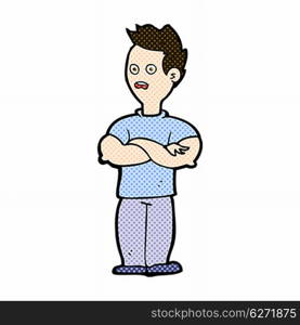 retro comic book style cartoon man with crossed arms