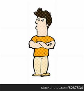 retro comic book style cartoon man with folded arms