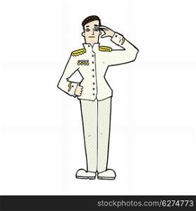 retro comic book style cartoon military man in dress uniform