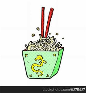 retro comic book style cartoon noodles in box