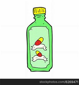 retro comic book style cartoon old bottle of pills
