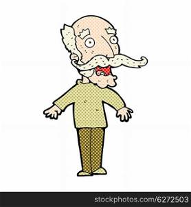 retro comic book style cartoon old man gasping in surprise