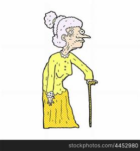 retro comic book style cartoon old woman