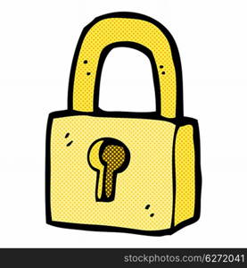 retro comic book style cartoon padlock